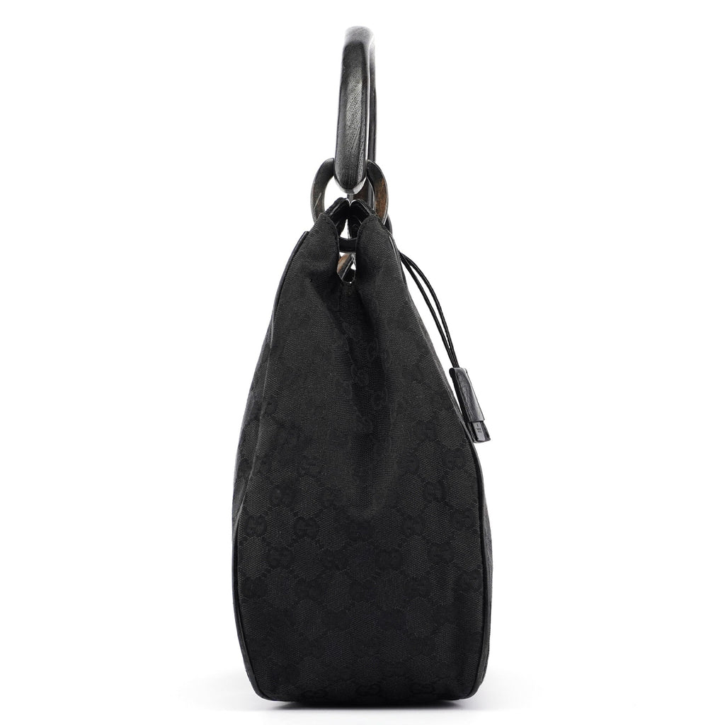 Black GG Wood Handle Shoulder Bag