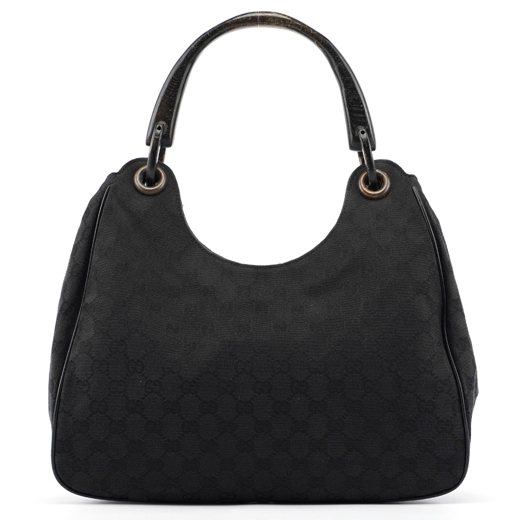 Black GG Wood Handle Shoulder Bag