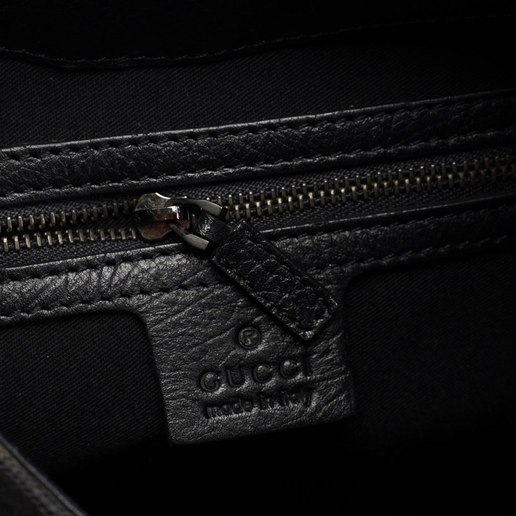 Black GG Wood Handle Shoulder Bag