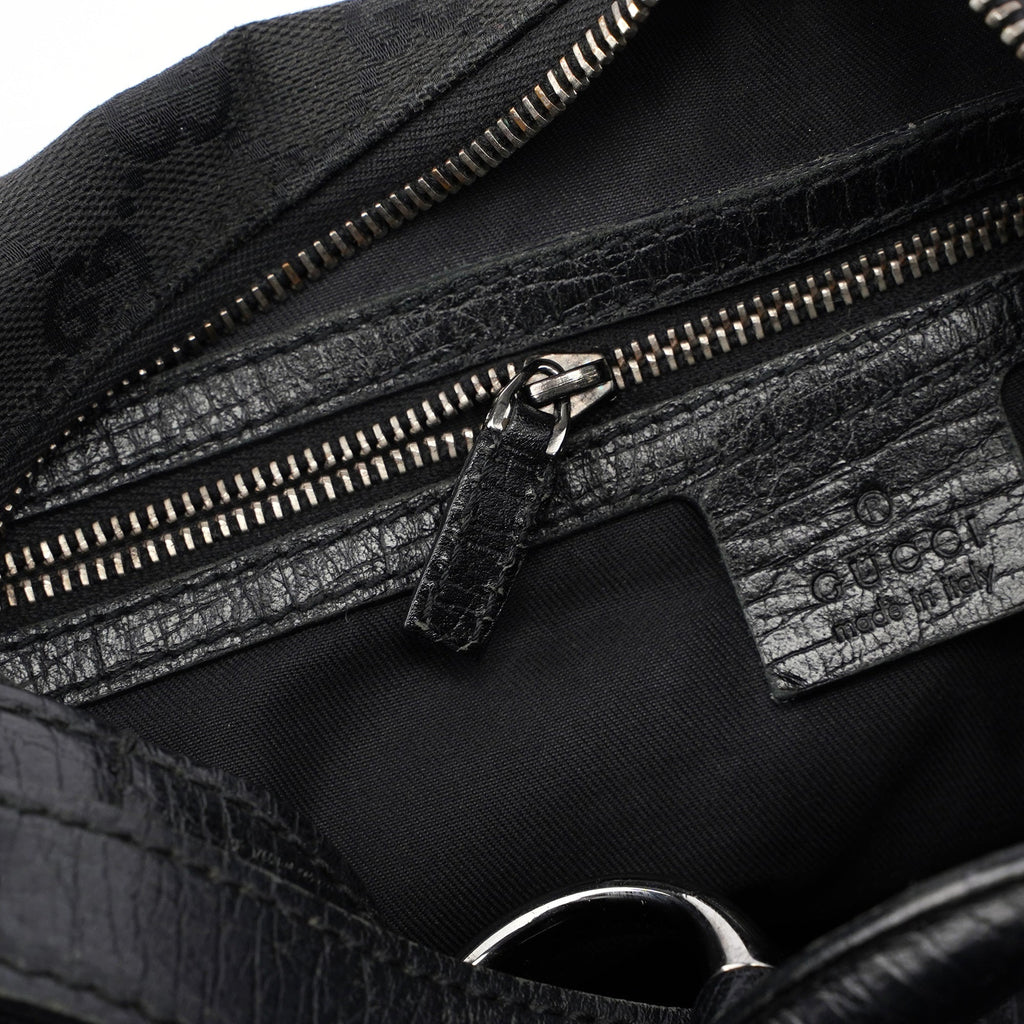 Black Horsebit Hobo Shoulder Bag