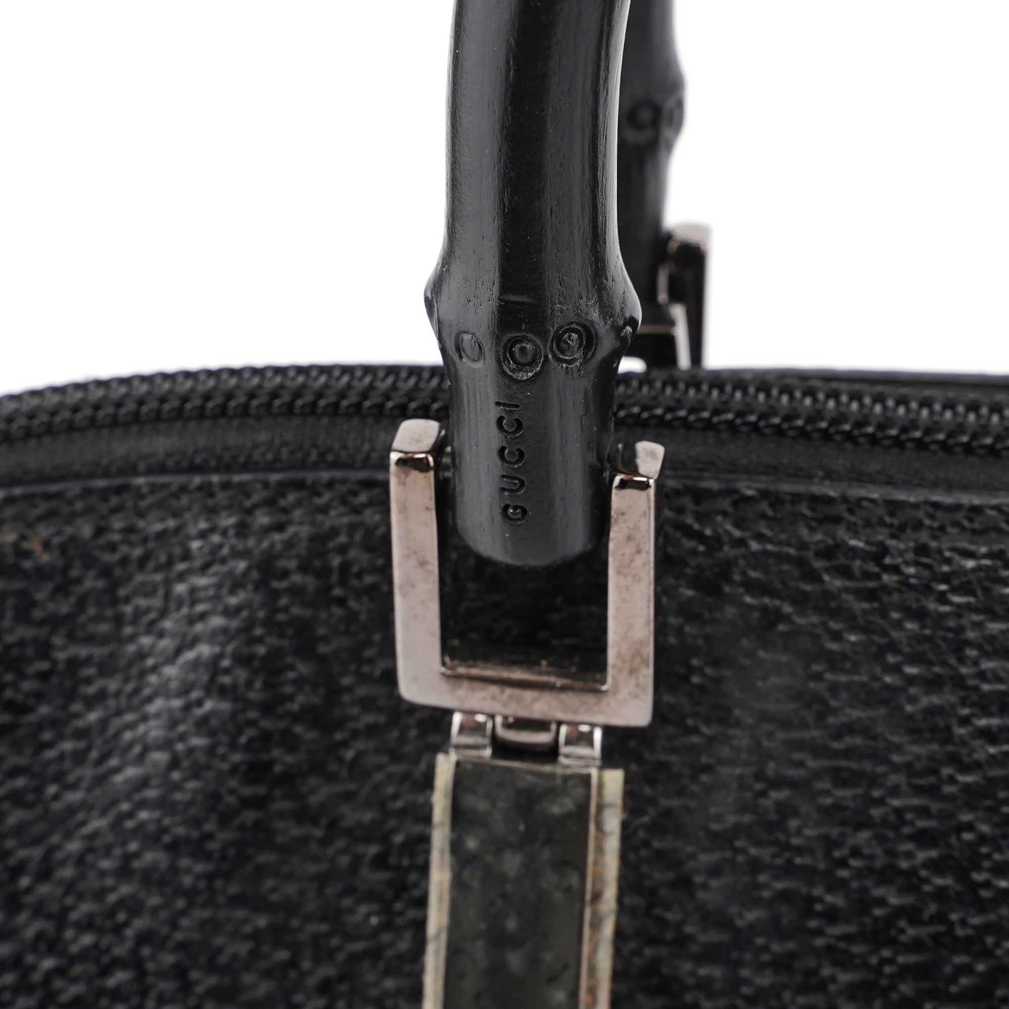 Black Leather Bamboo 2-Way Tote