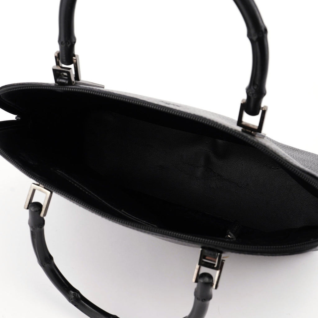 Black Leather Bamboo 2-Way Tote