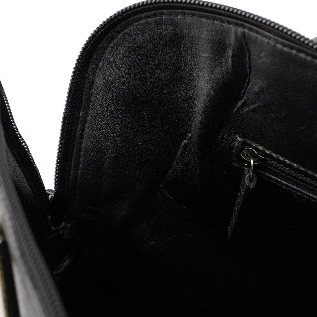 Black Leather Bamboo 2-Way Tote