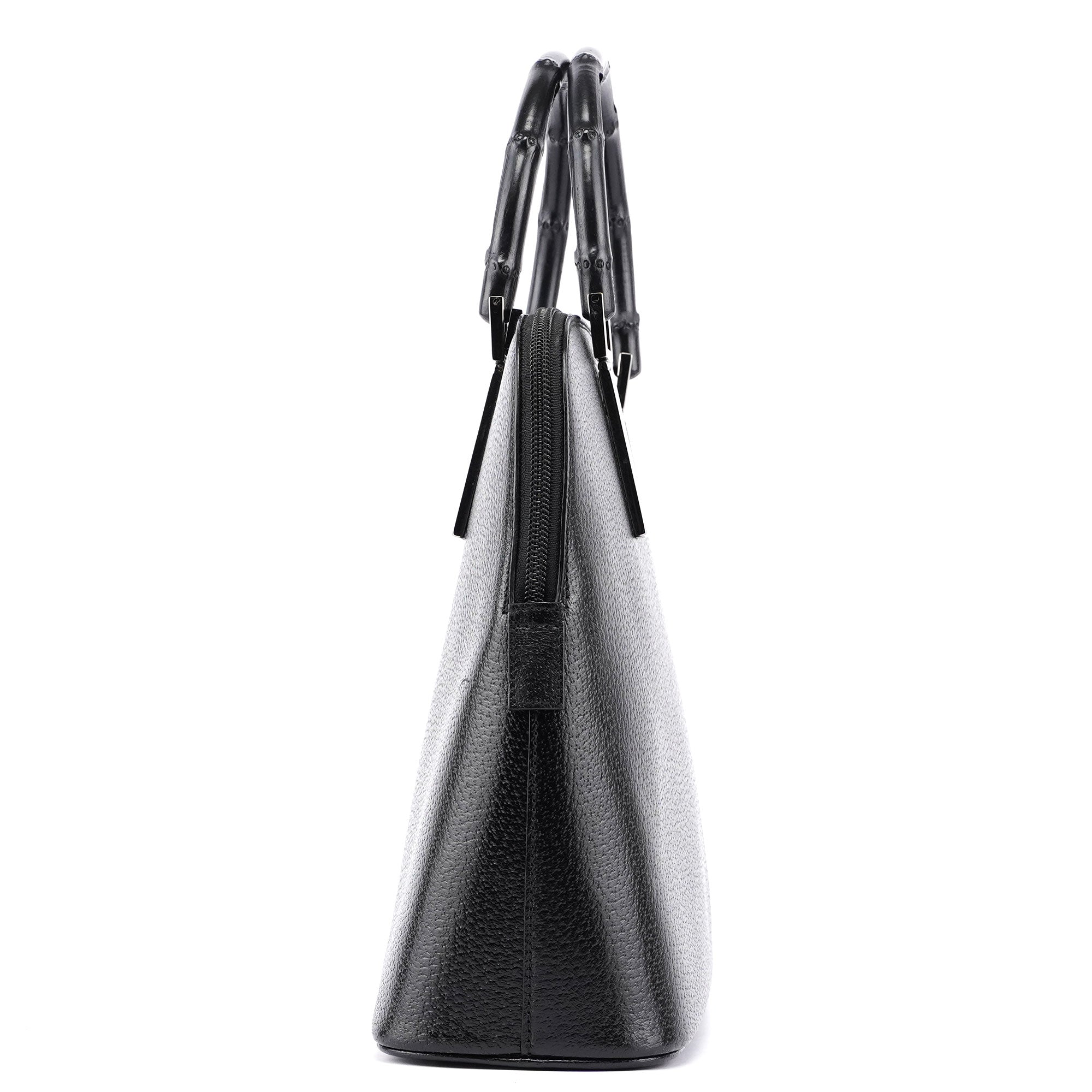 Black Leather Bamboo 2-Way Tote