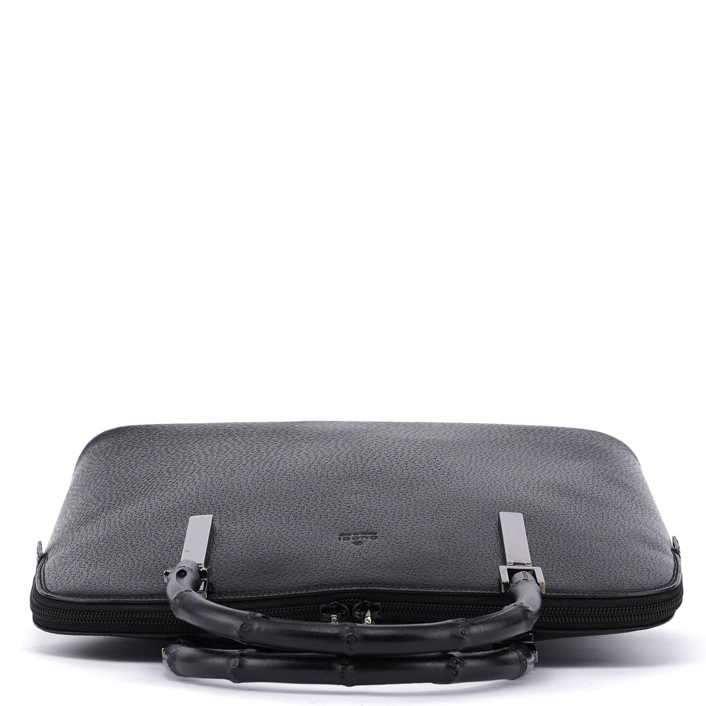 Black Leather Bamboo 2-Way Tote