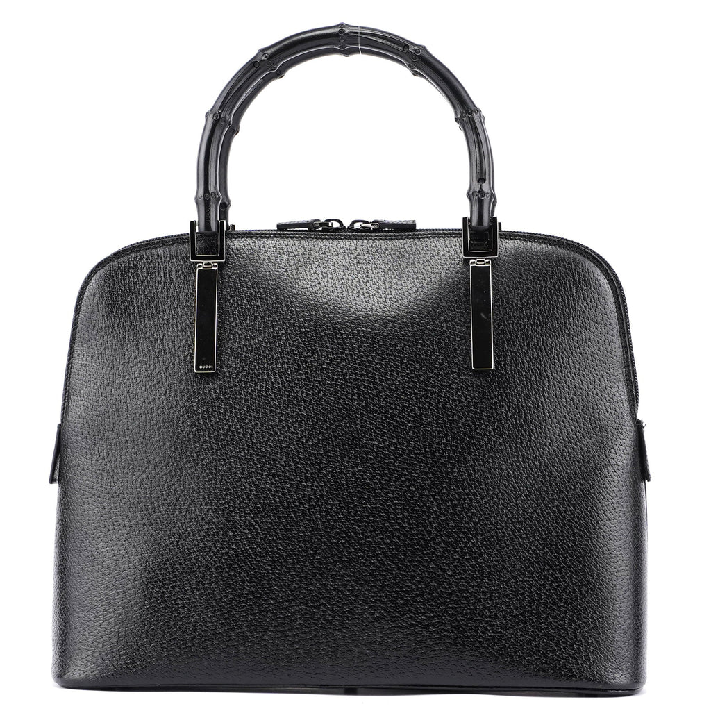 Black Leather Bamboo 2-Way Tote