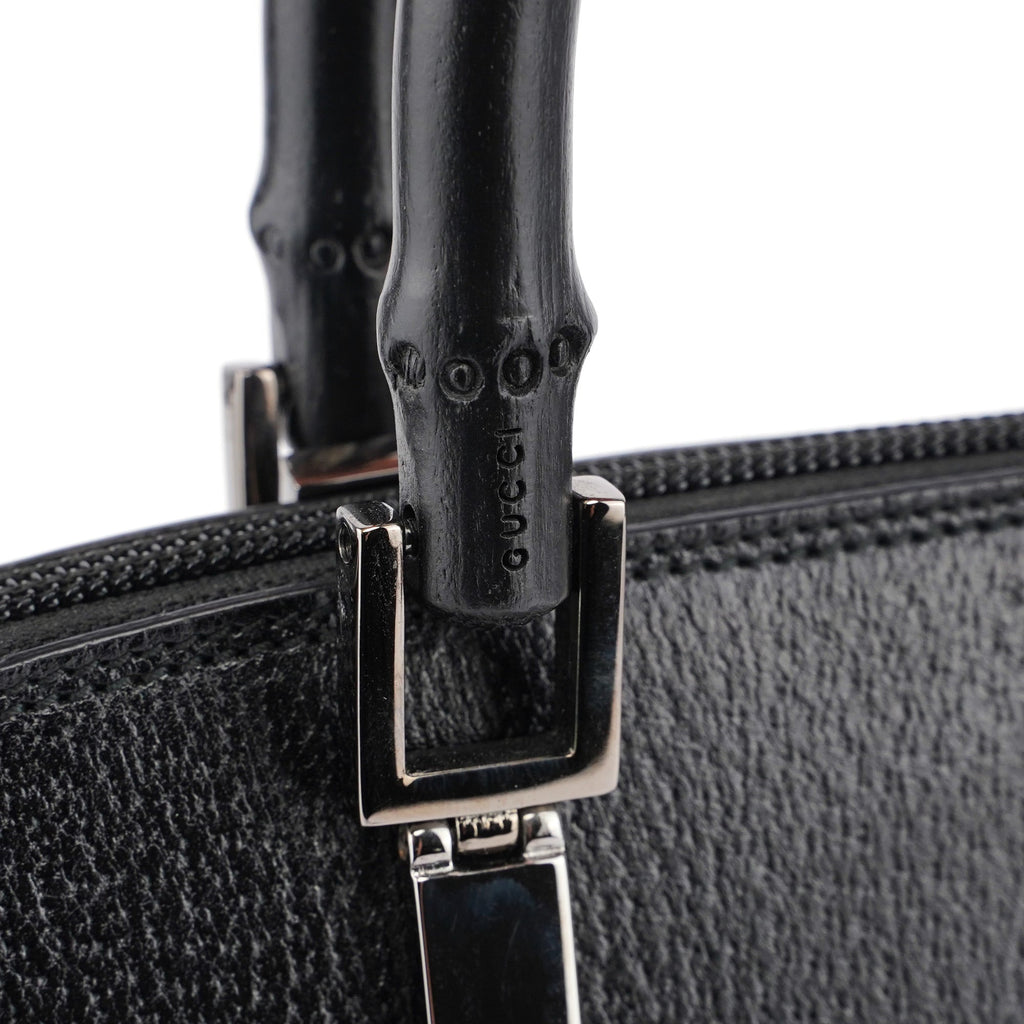 Black Leather Bamboo 2-Way Tote