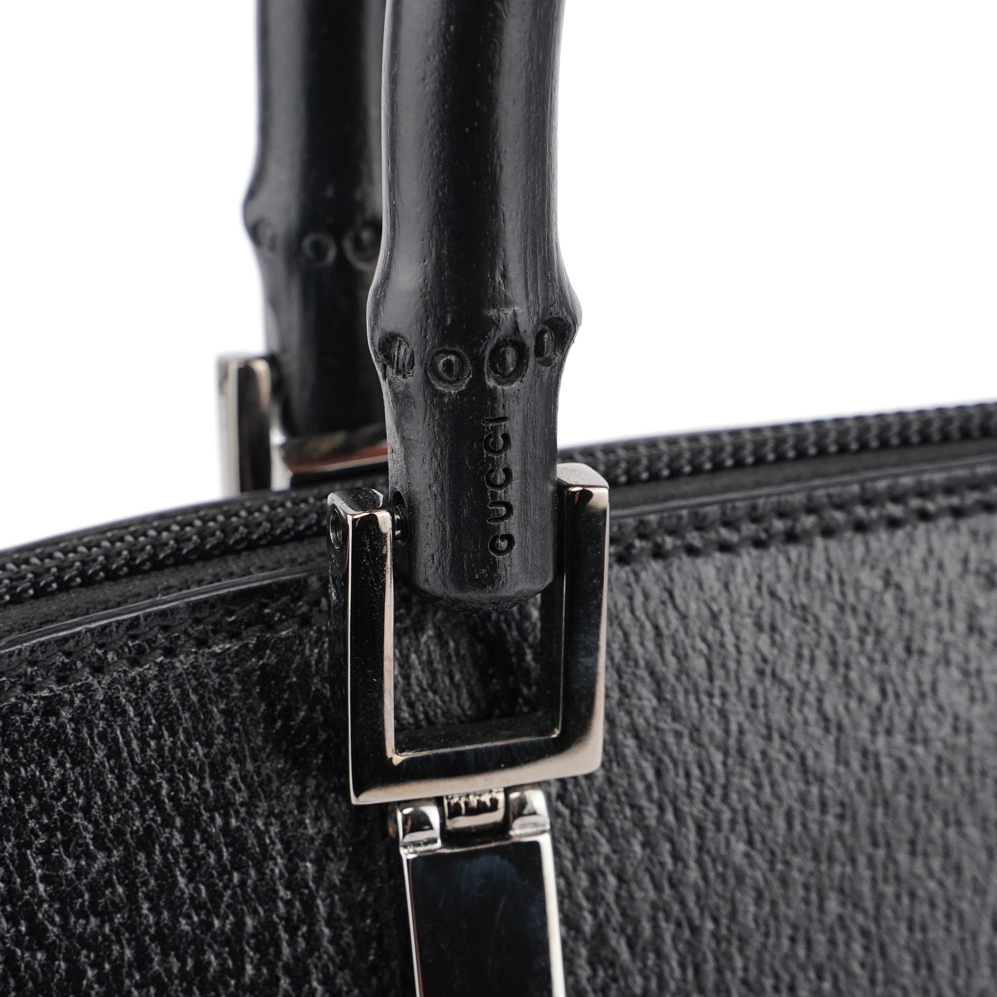 Black Leather Bamboo 2-Way Tote