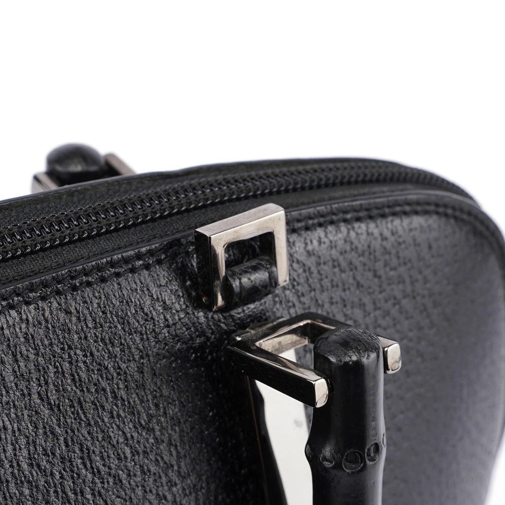 Black Leather Bamboo 2-Way Tote