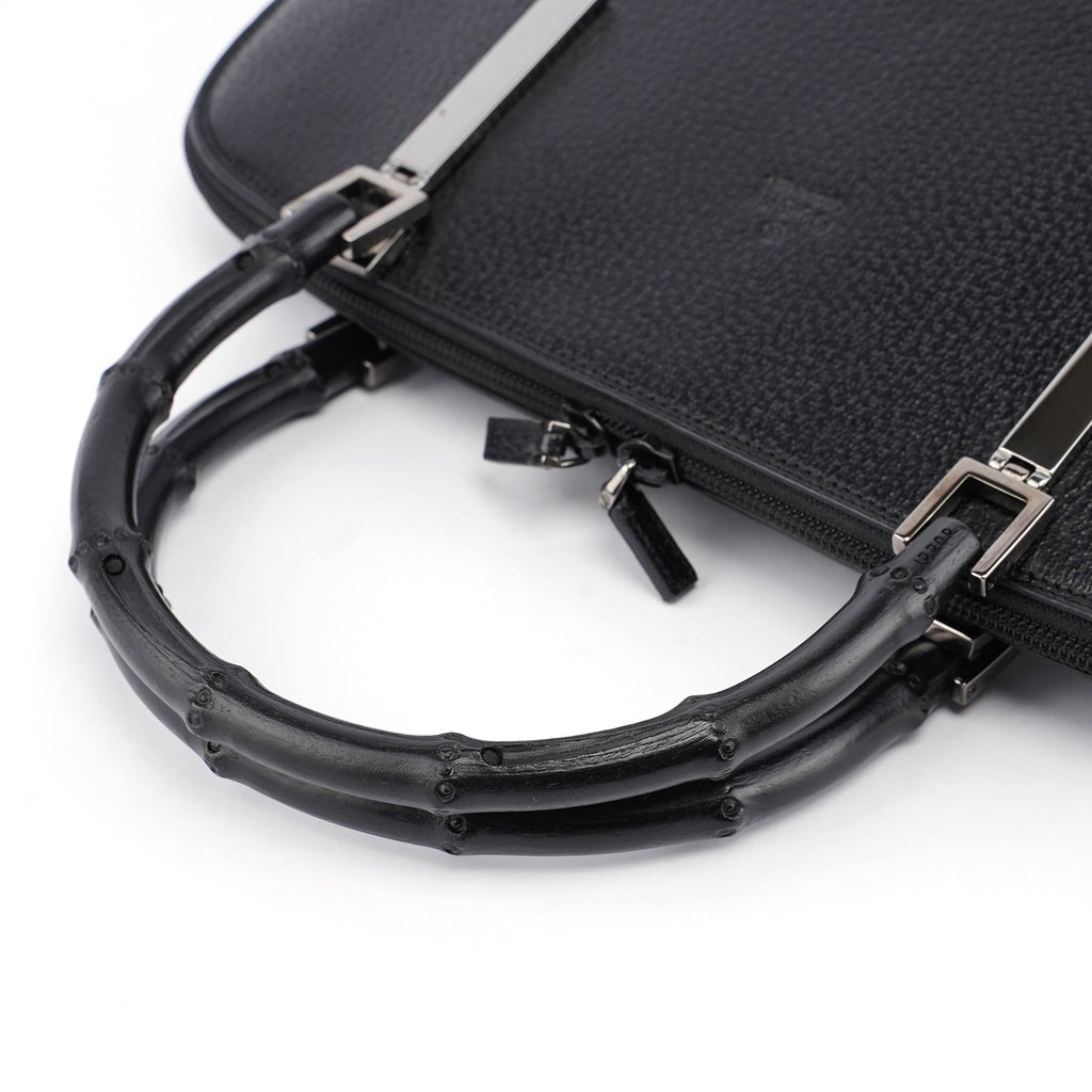 Black Leather Bamboo 2-Way Tote
