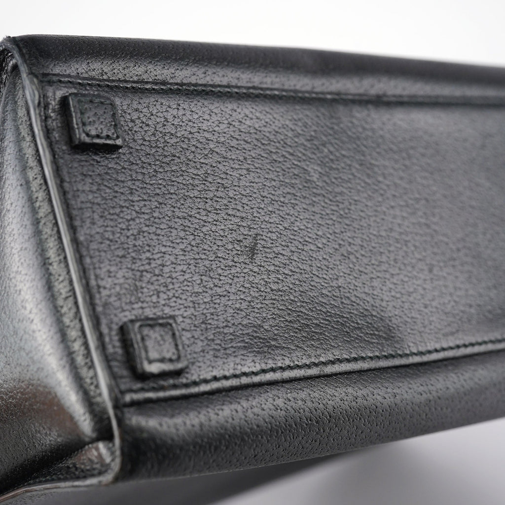 Black Leather Bamboo 2-Way Tote Bag