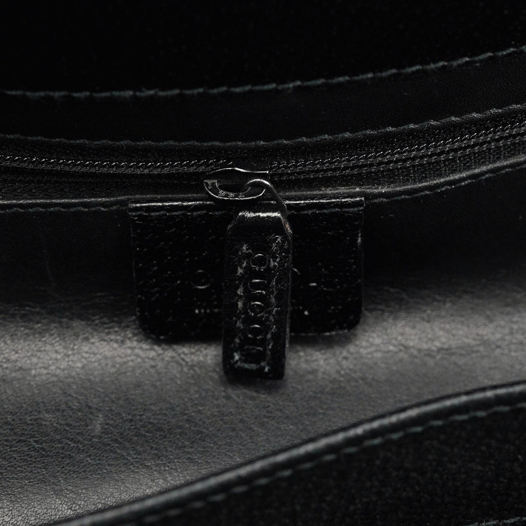 Black Leather Bamboo 2-Way Tote Bag
