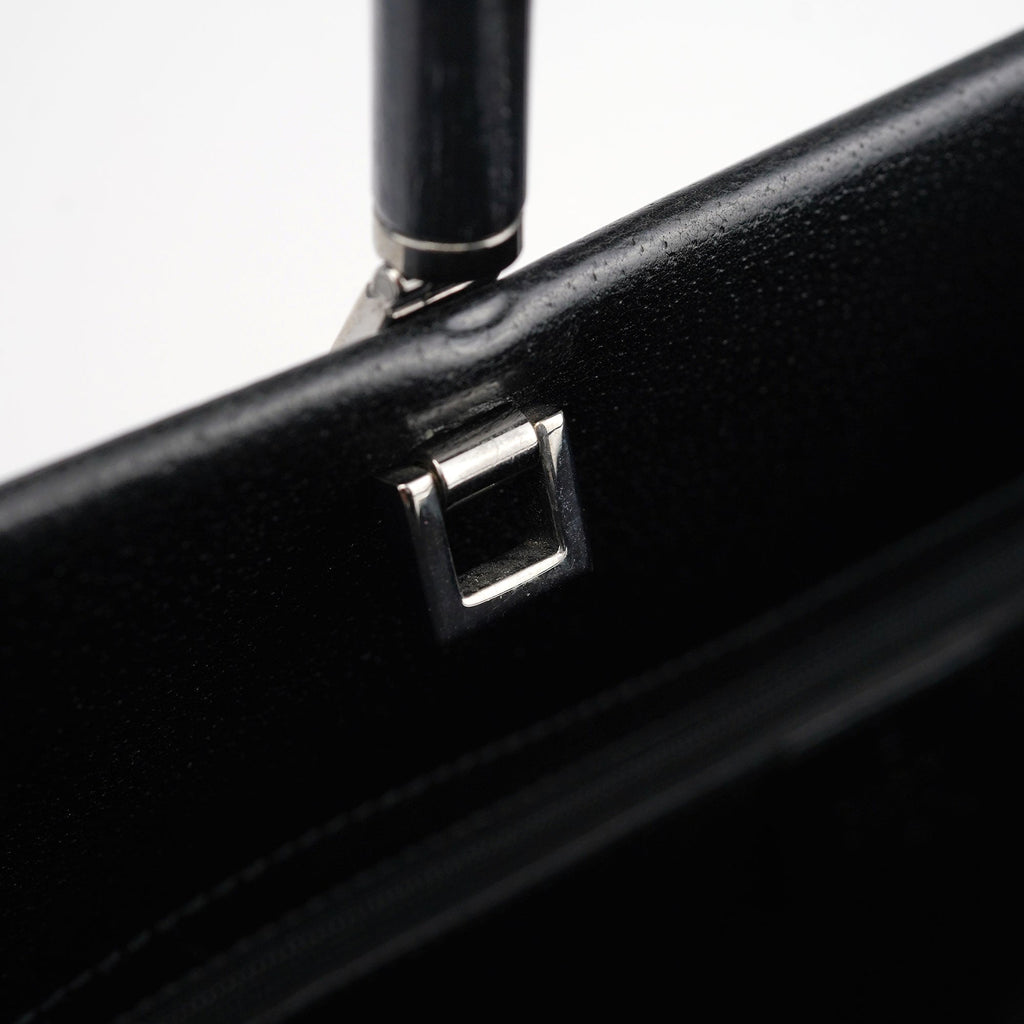 Black Leather Bamboo 2-Way Tote Bag