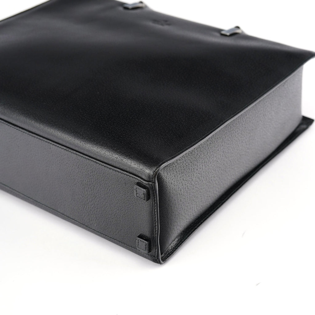 Black Leather Bamboo 2-Way Tote Bag