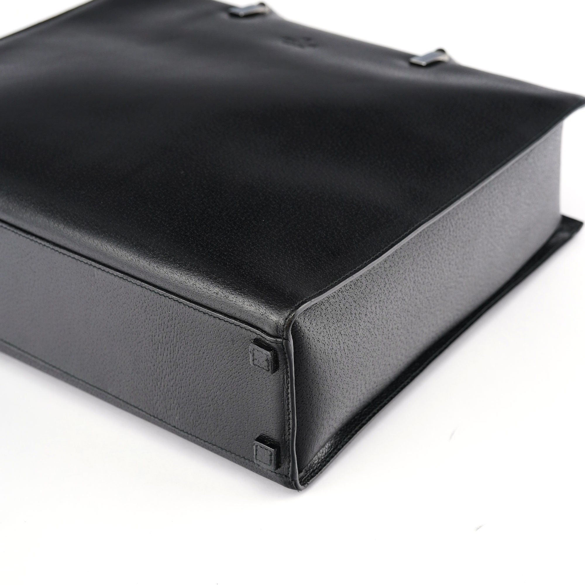 Black Leather Bamboo 2-Way Tote Bag