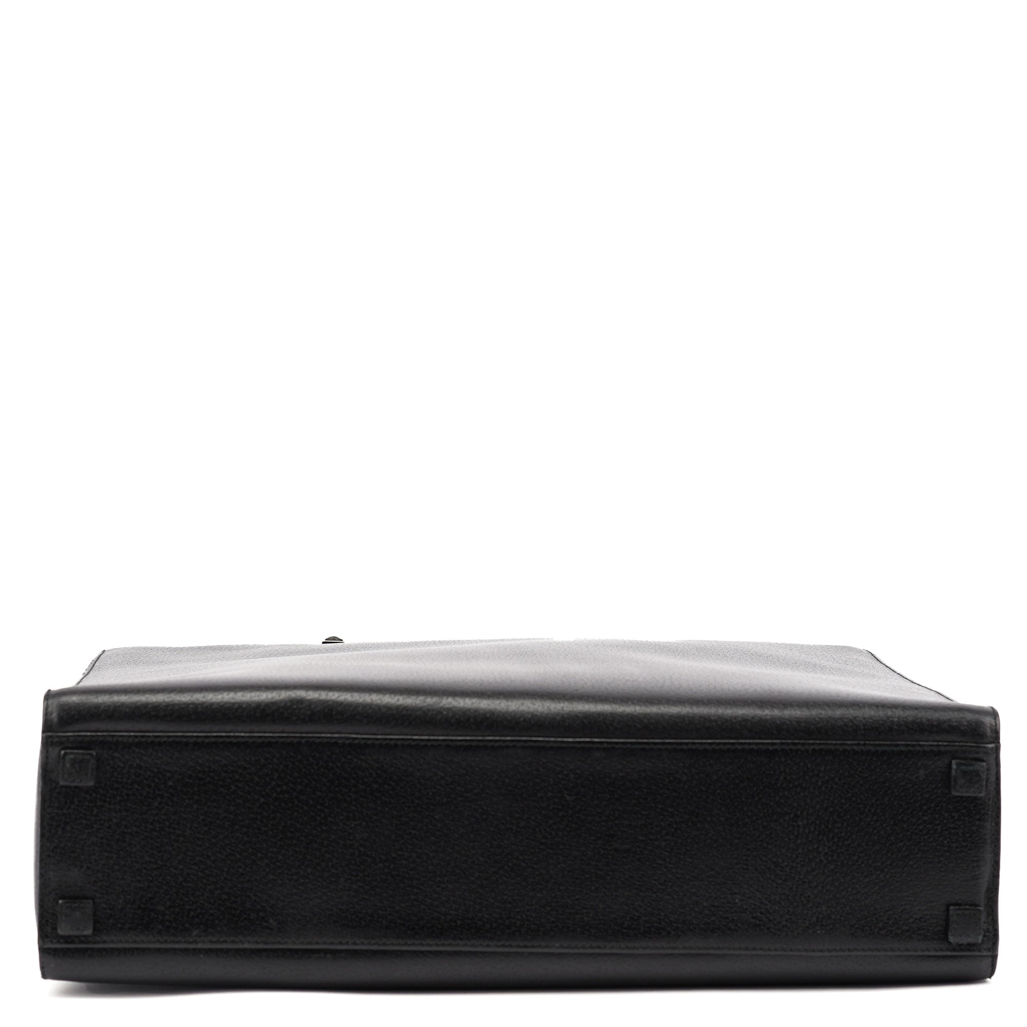 Black Leather Bamboo 2-Way Tote Bag