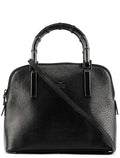Black Leather Bamboo 2-Way Tote Bag
