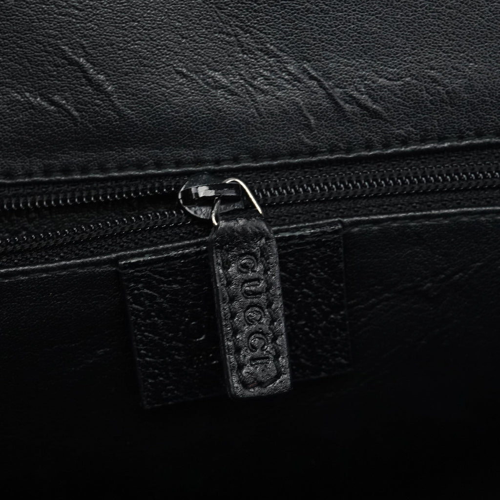 Black Leather Bamboo 2-Way Tote Bag