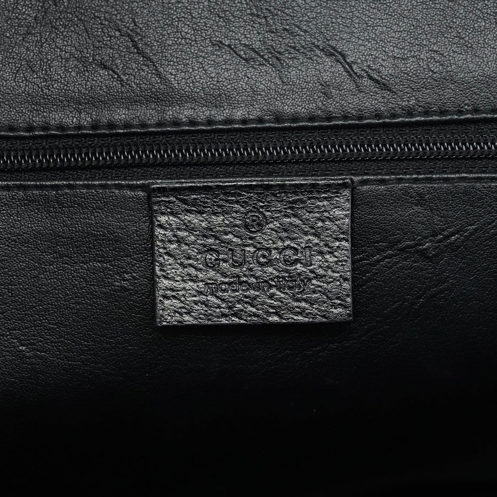Black Leather Bamboo 2-Way Tote Bag