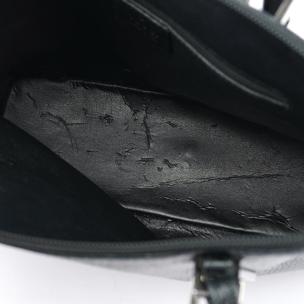Black Leather Bamboo 2-Way Tote Bag