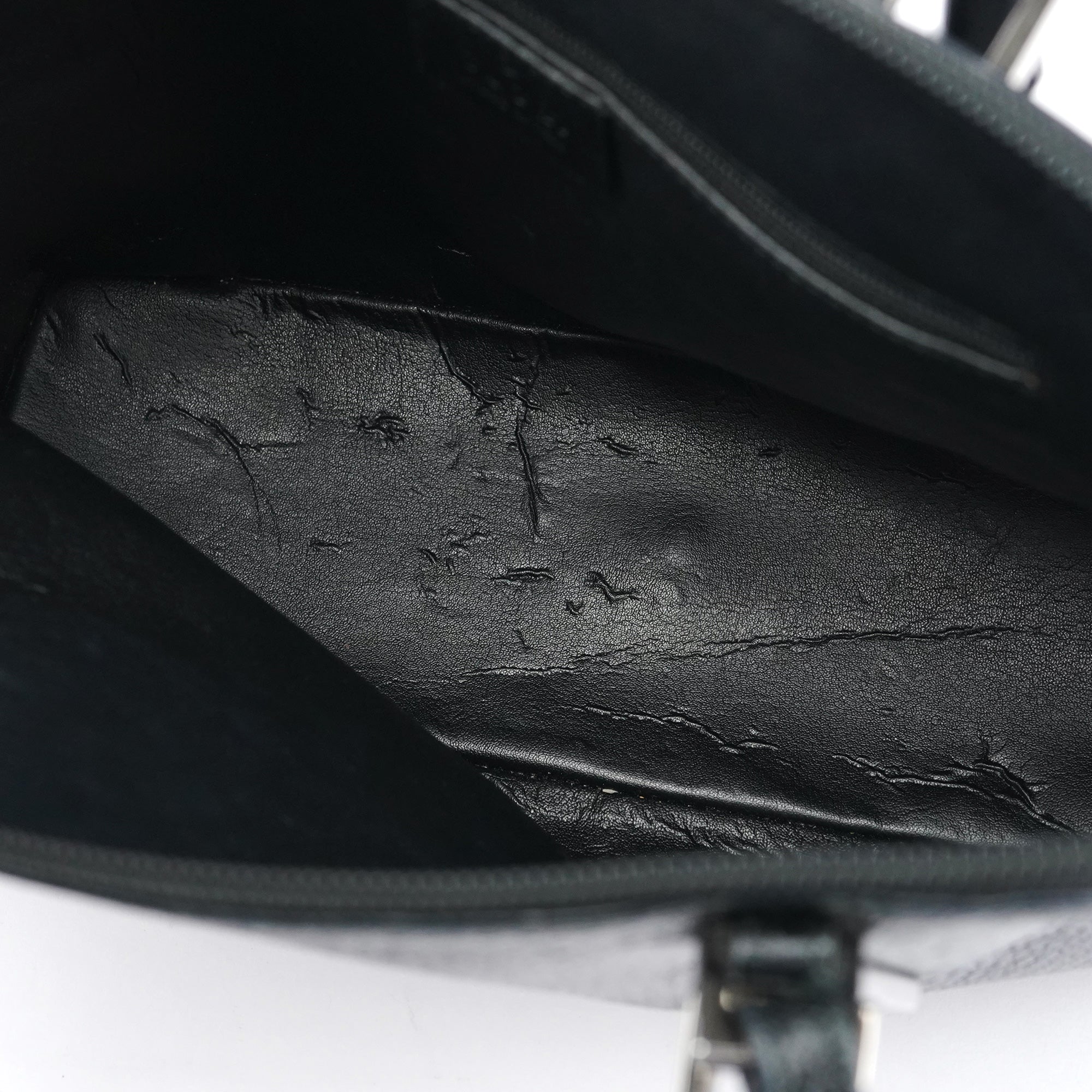 Black Leather Bamboo 2-Way Tote Bag