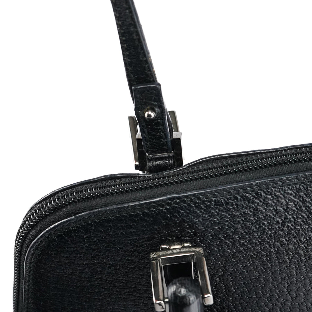 Black Leather Bamboo 2-Way Tote Bag