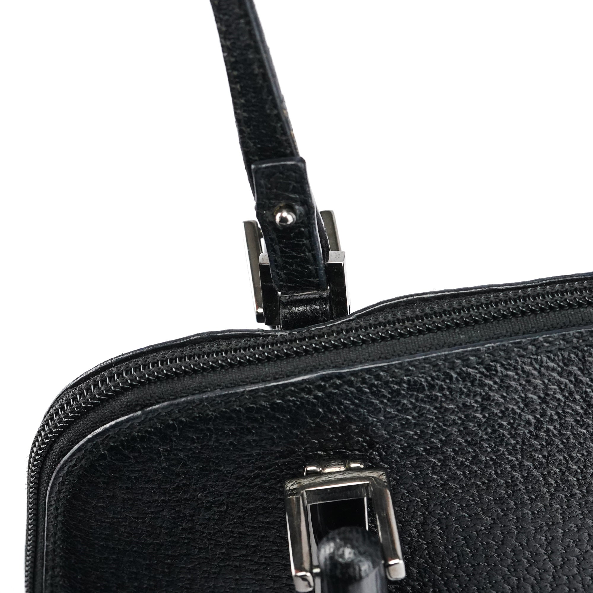 Black Leather Bamboo 2-Way Tote Bag