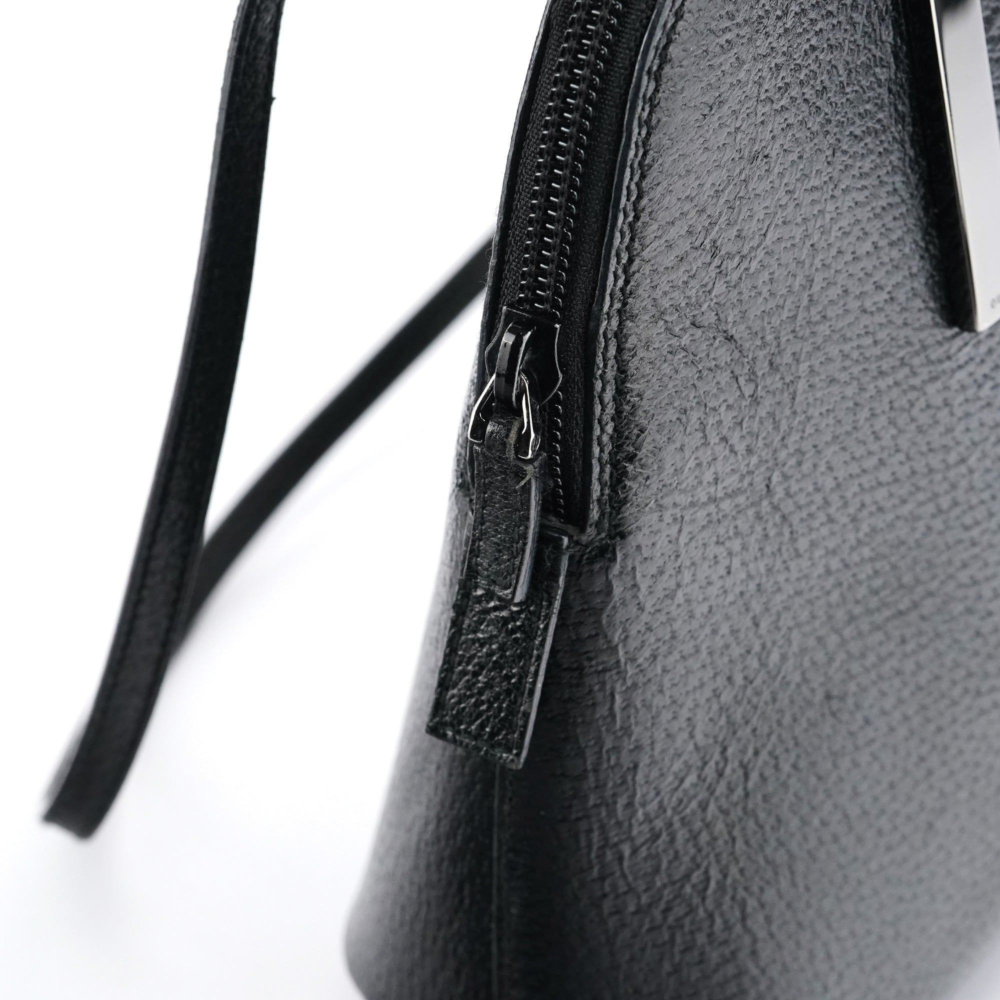 Black Leather Bamboo 2-Way Tote Bag