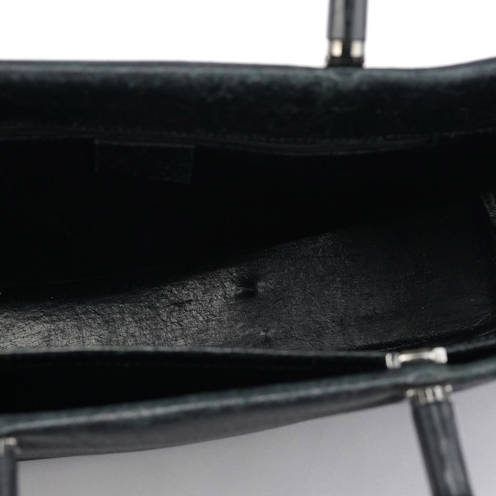 Black Leather Bamboo 2-Way Tote Bag