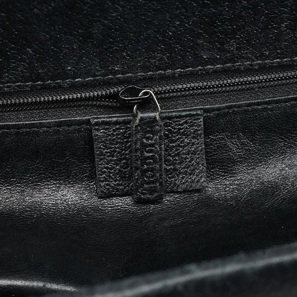 Black Leather Bamboo 2-Way Tote Bag