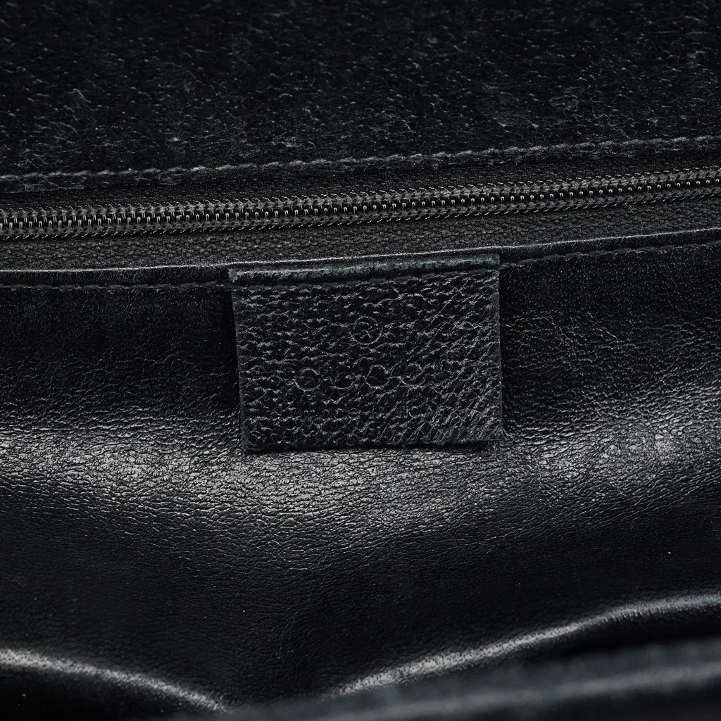 Black Leather Bamboo 2-Way Tote Bag