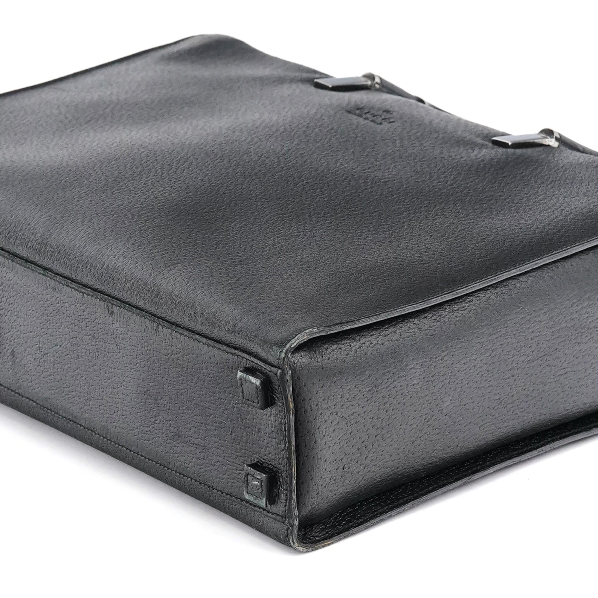 Black Leather Bamboo 2-Way Tote Bag