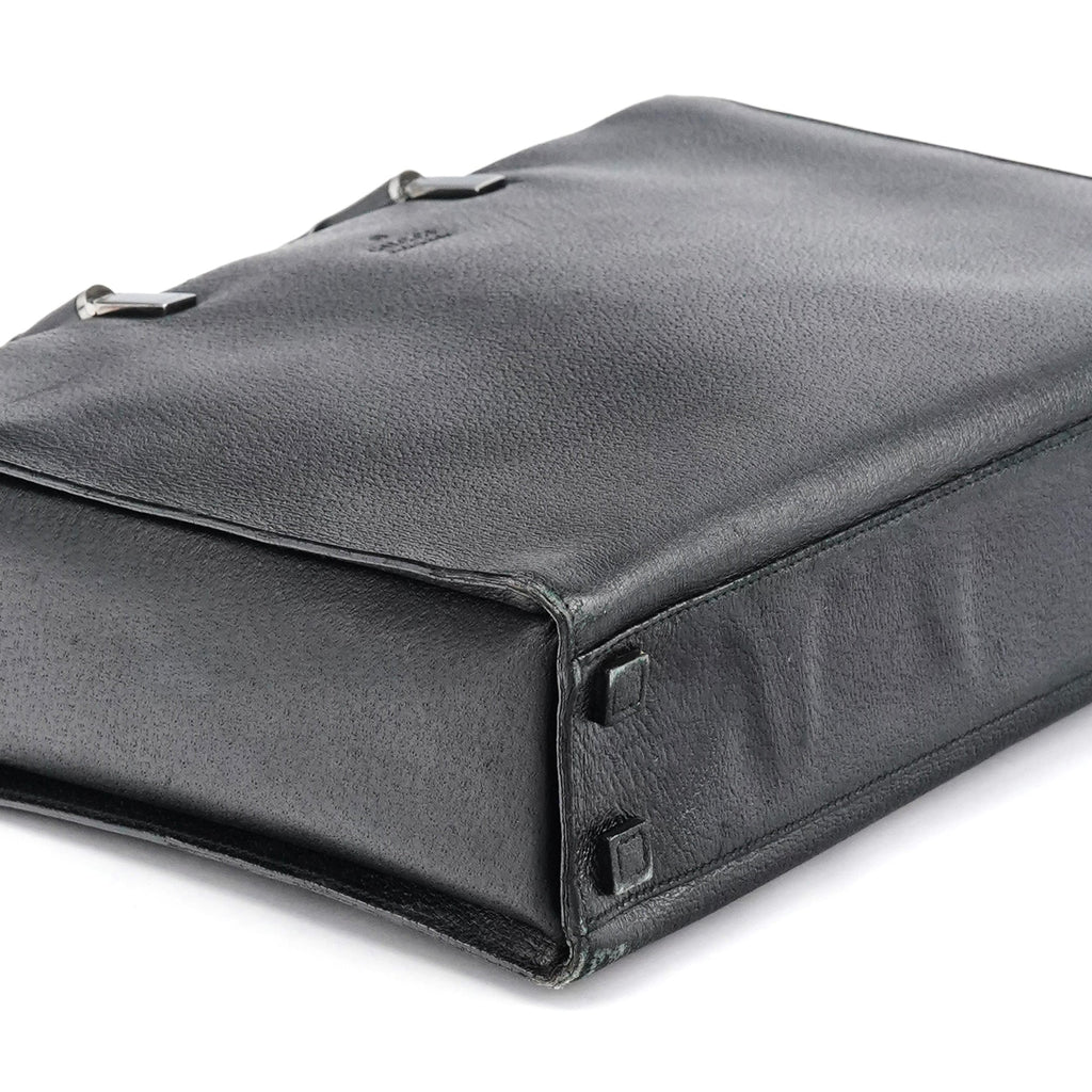 Black Leather Bamboo 2-Way Tote Bag