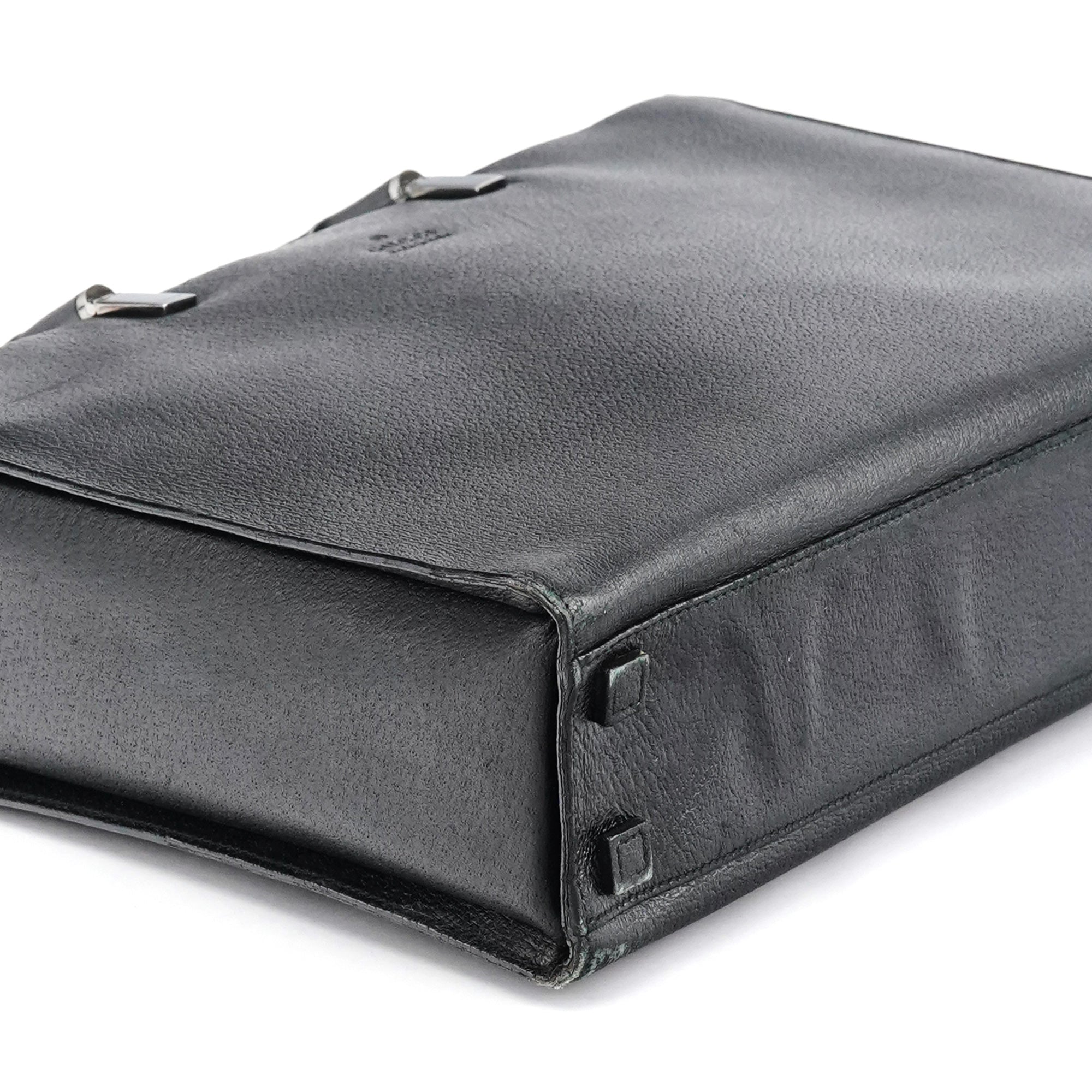 Black Leather Bamboo 2-Way Tote Bag