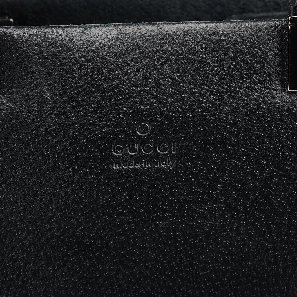Black Leather Bamboo 2-Way Tote Bag