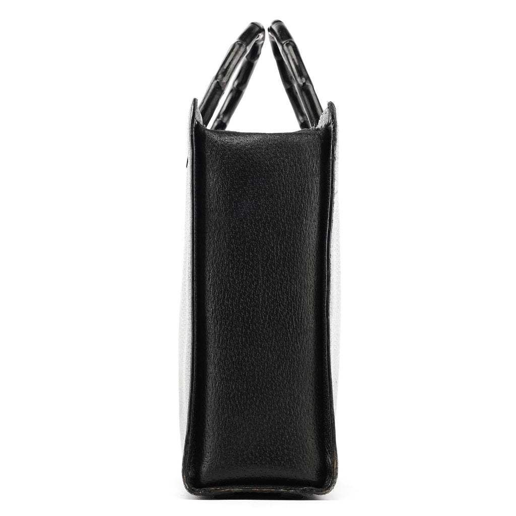 Black Leather Bamboo 2-Way Tote Bag