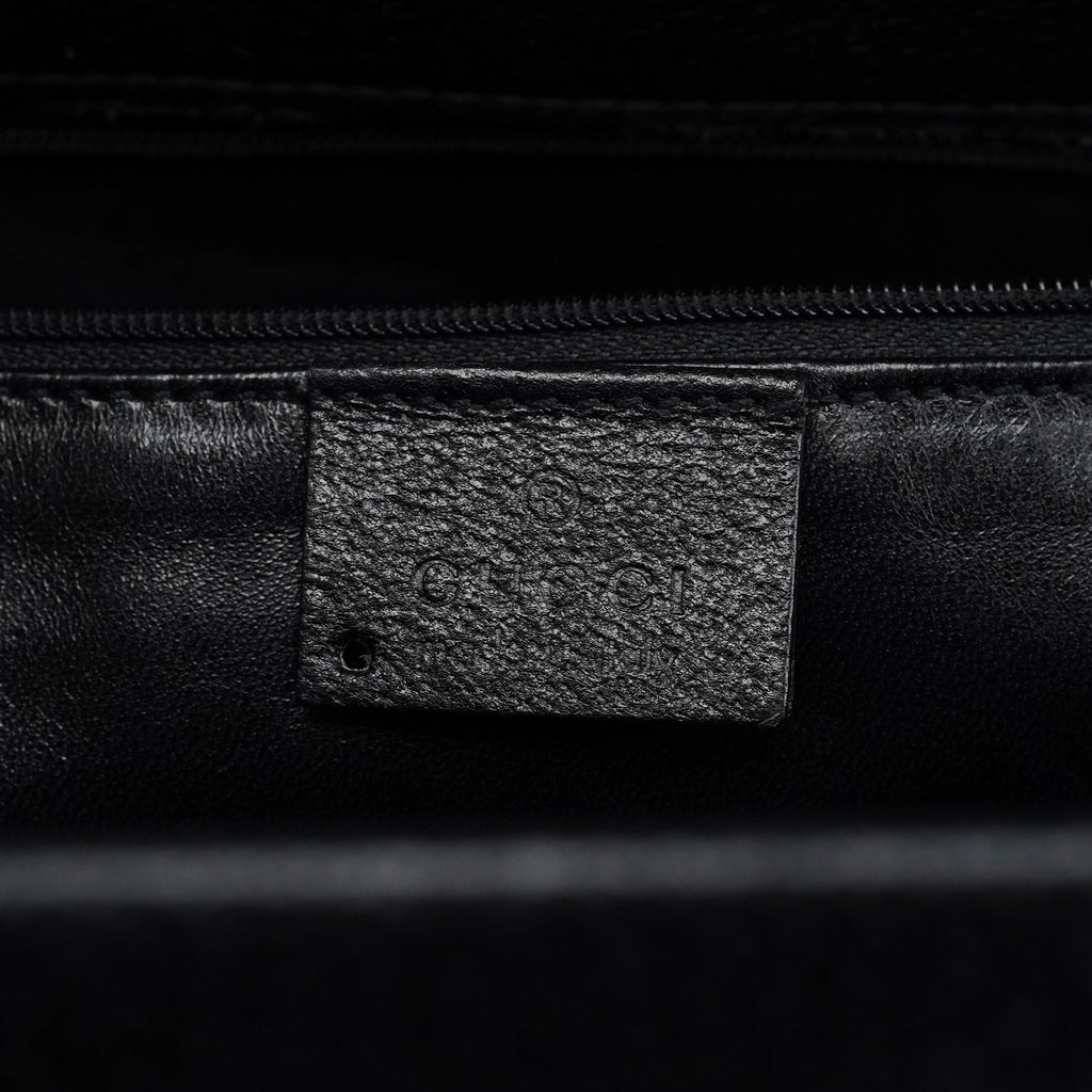Black Leather Bamboo 2-Way Tote Bag