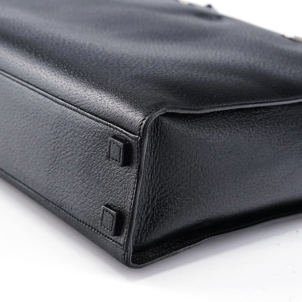 Black Leather Bamboo 2-Way Tote Bag