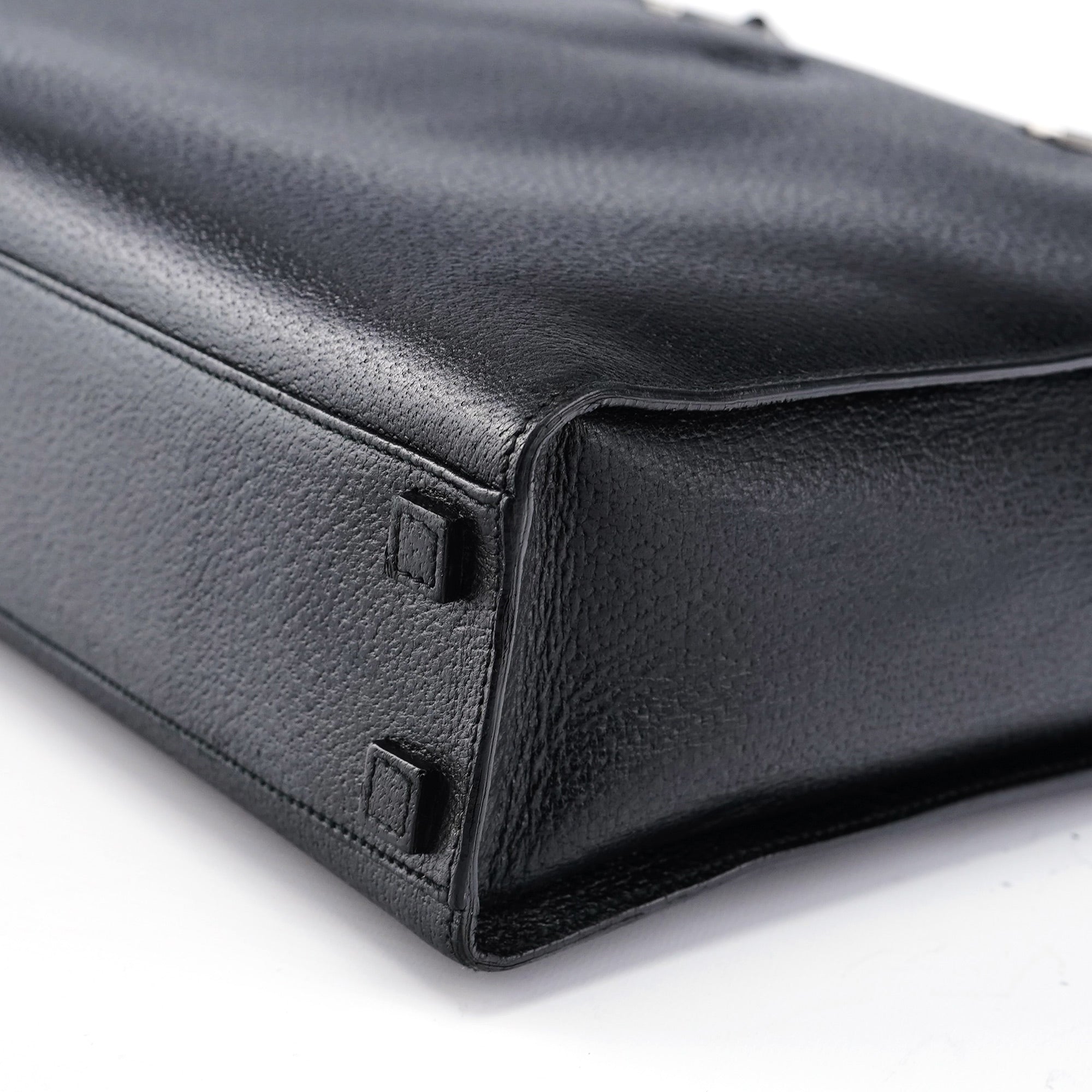 Black Leather Bamboo 2-Way Tote Bag