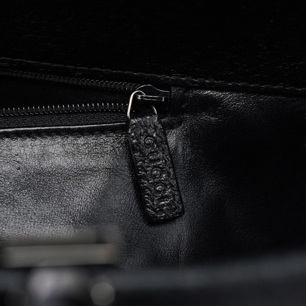 Black Leather Bamboo 2-Way Tote Bag