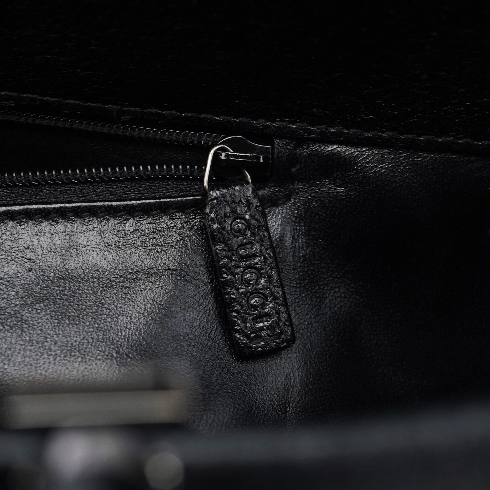 Black Leather Bamboo 2-Way Tote Bag