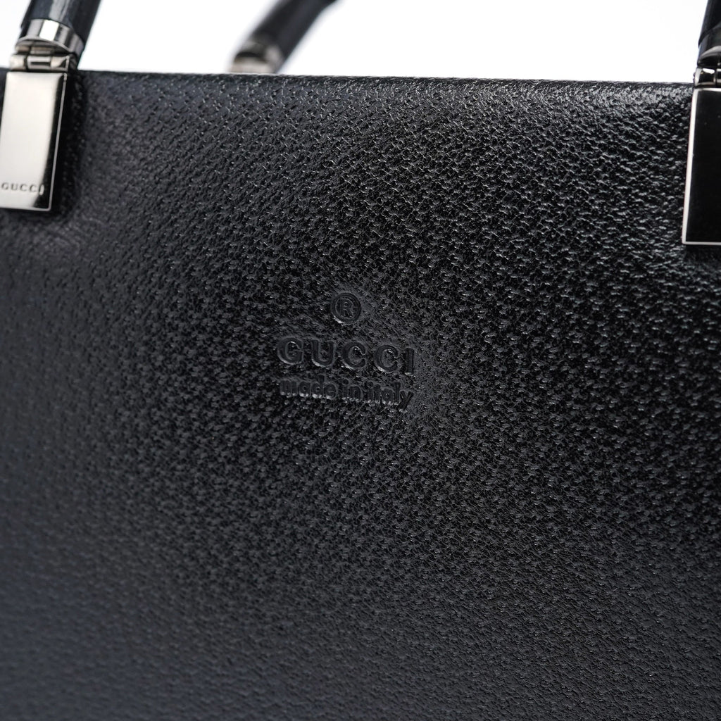 Black Leather Bamboo 2-Way Tote Bag