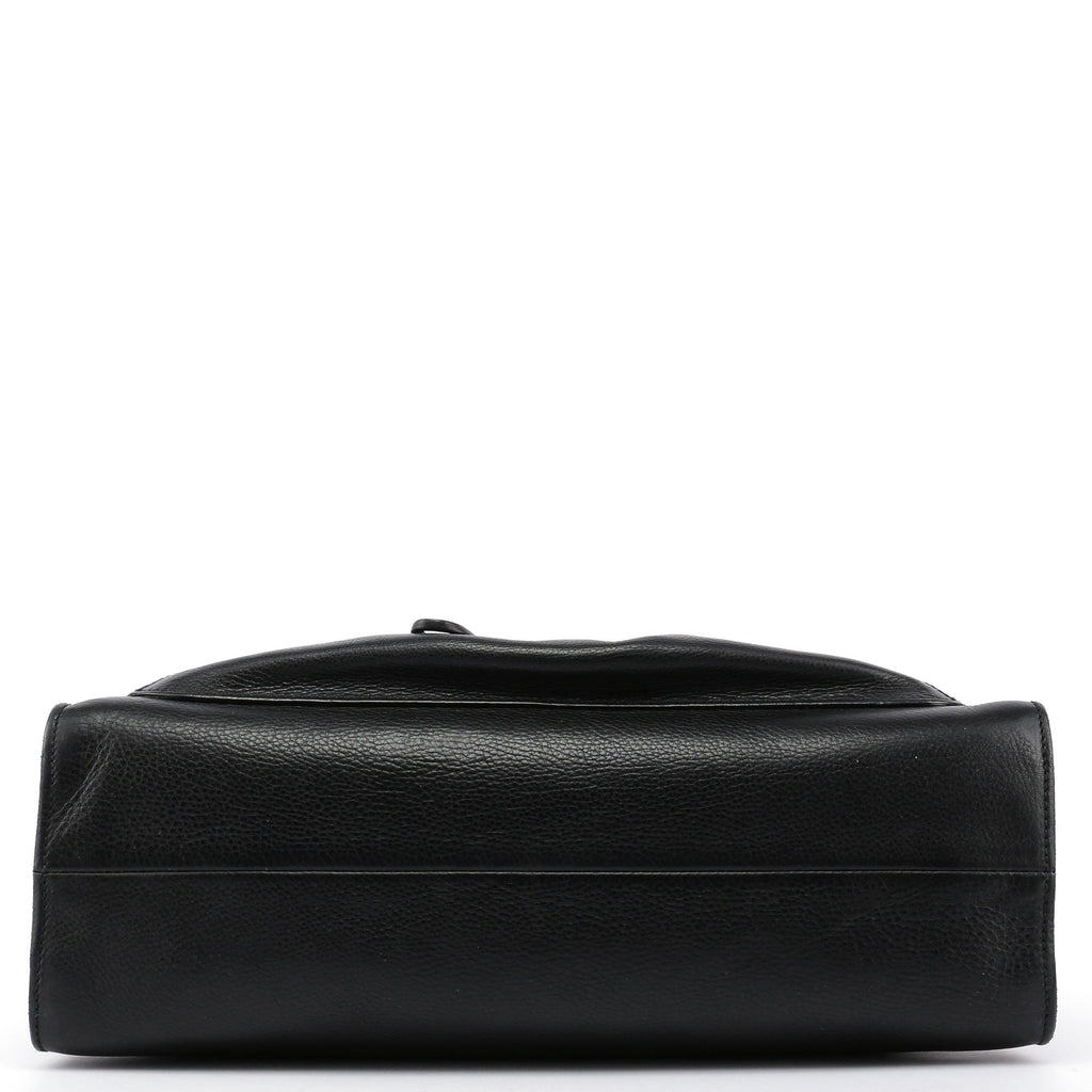 Black Leather Bamboo dual Handle Bag