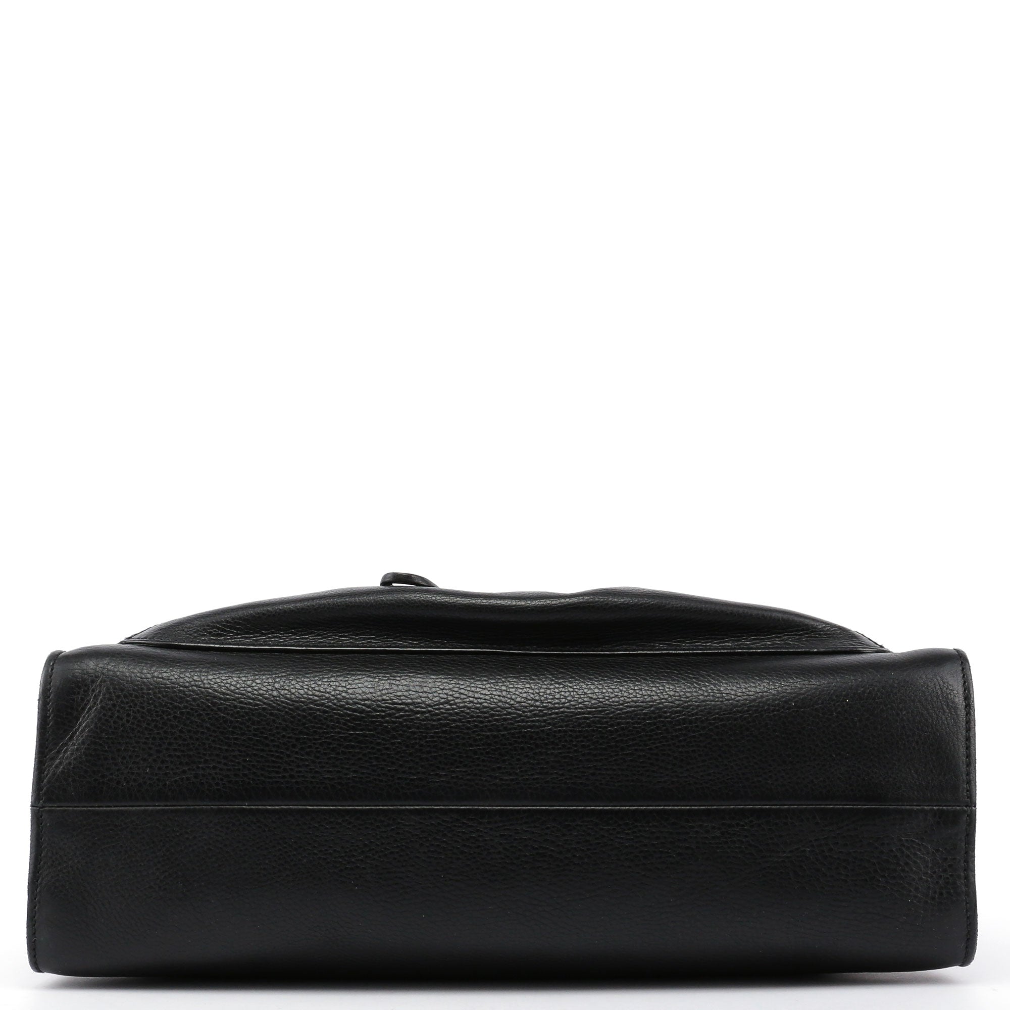 Black Leather Bamboo dual Handle Bag
