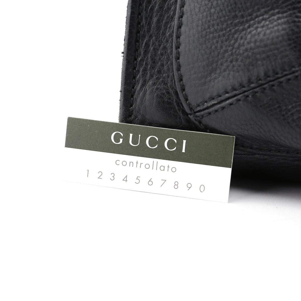 Black Leather Bamboo dual Handle Bag