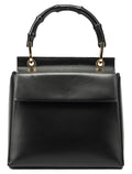 Black Leather Bamboo Flap Bag