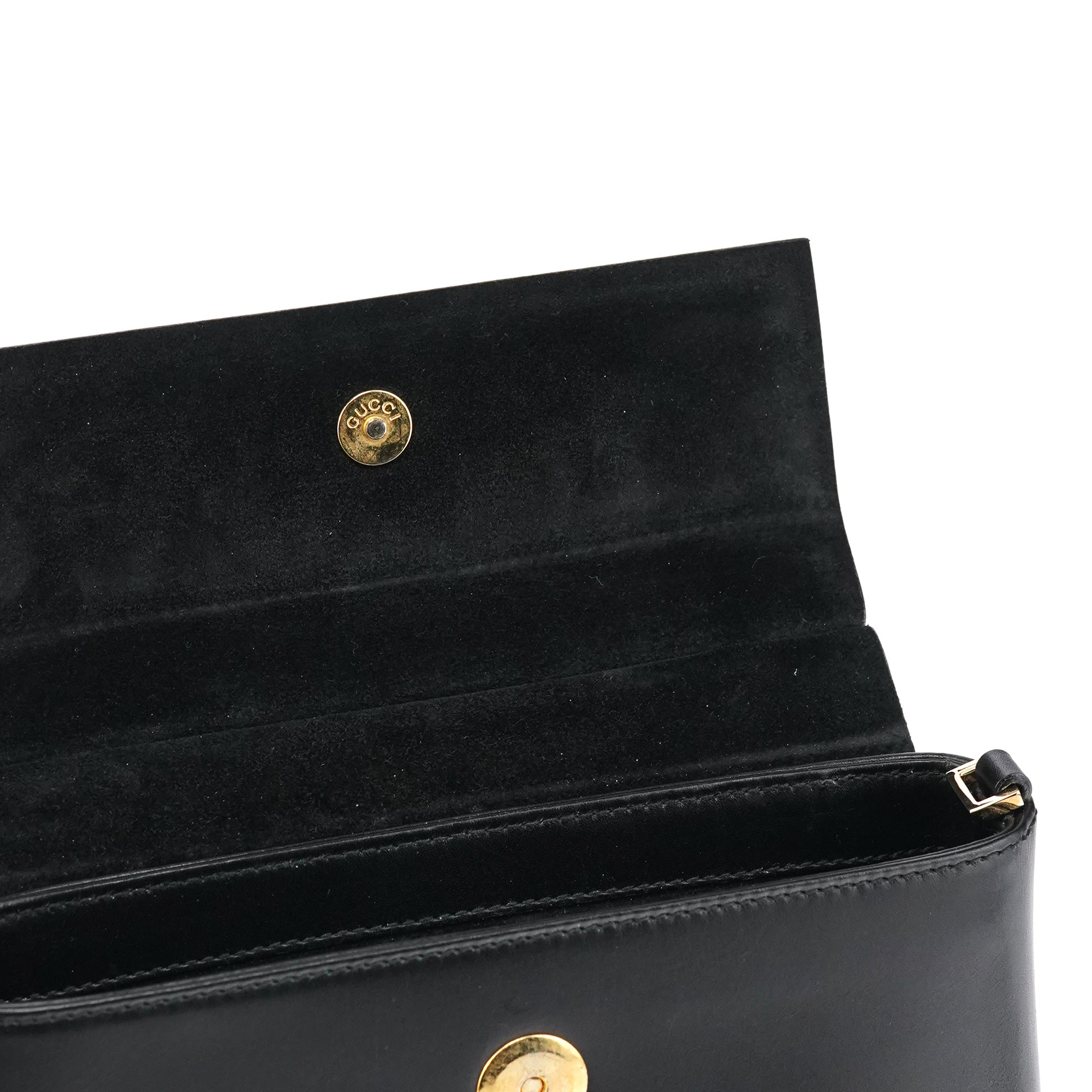 Black Leather Bamboo Flap Bag