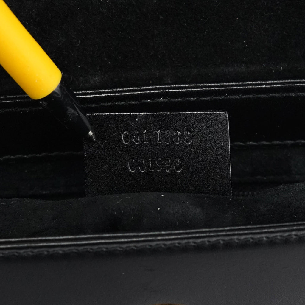Black Leather Bamboo Flap Bag
