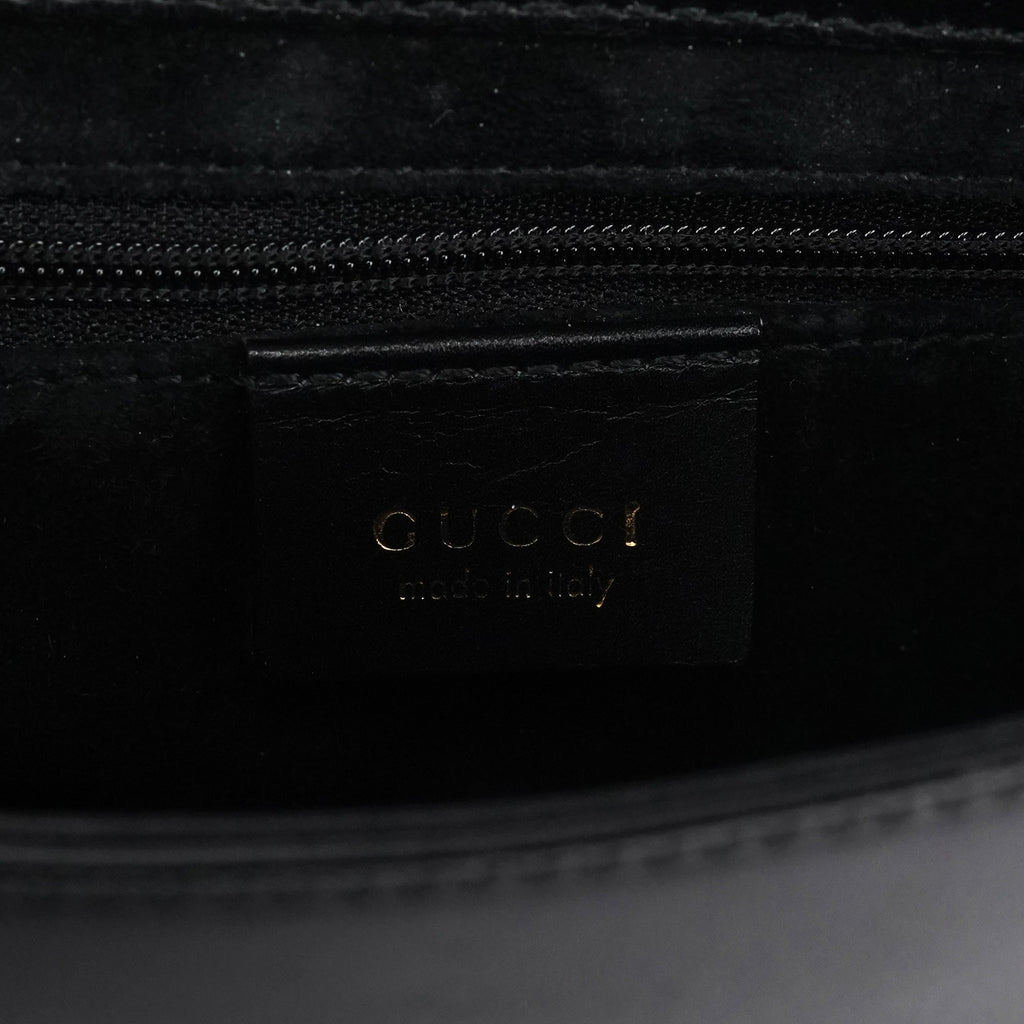 Black Leather Bamboo Flap Bag