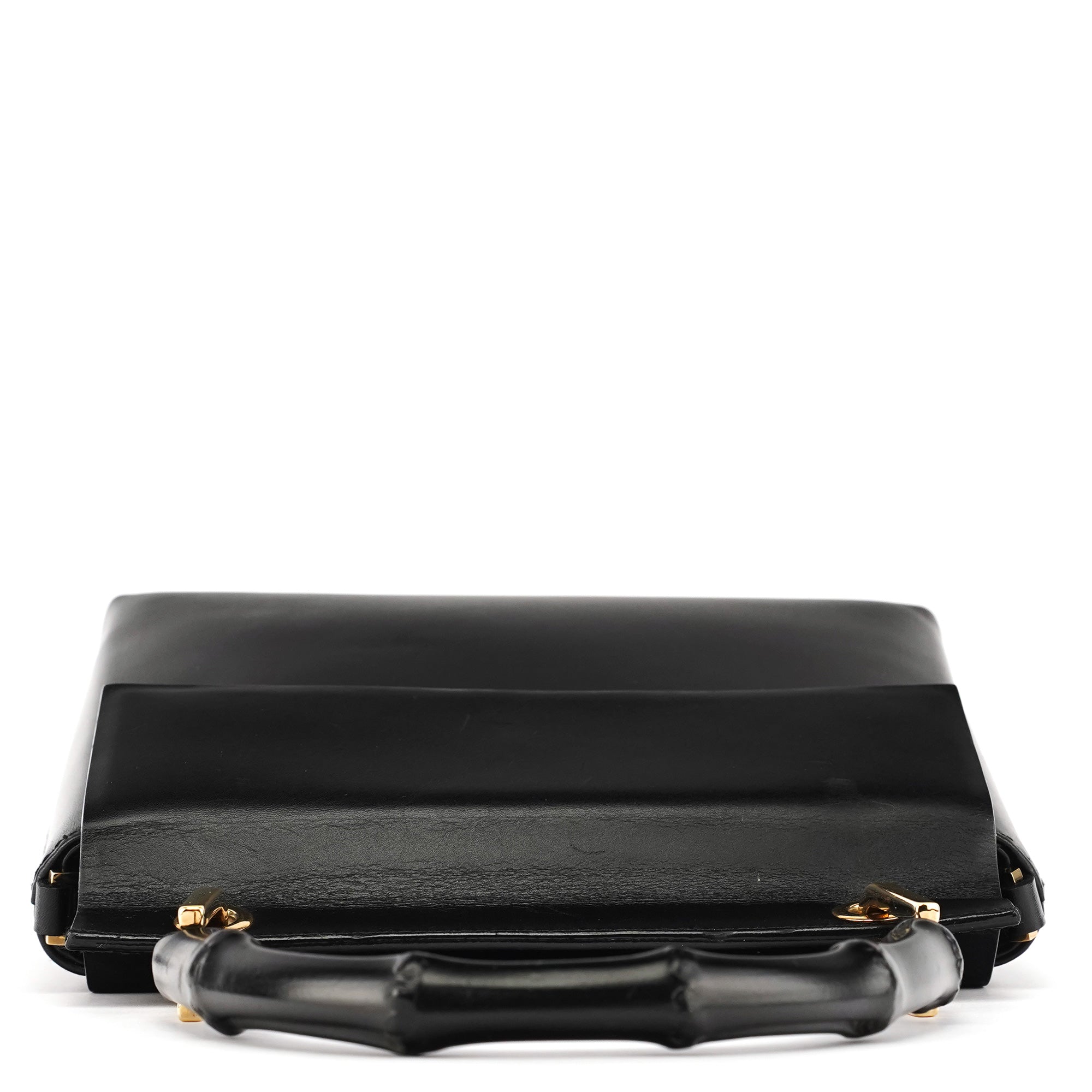 Black Leather Bamboo Flap Bag